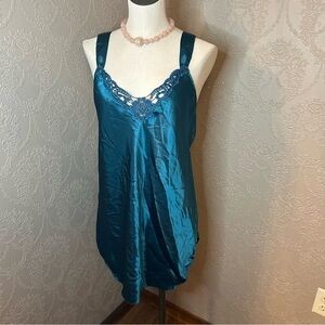Intimate Affair satin nightgown chemise medium M teal very good condition